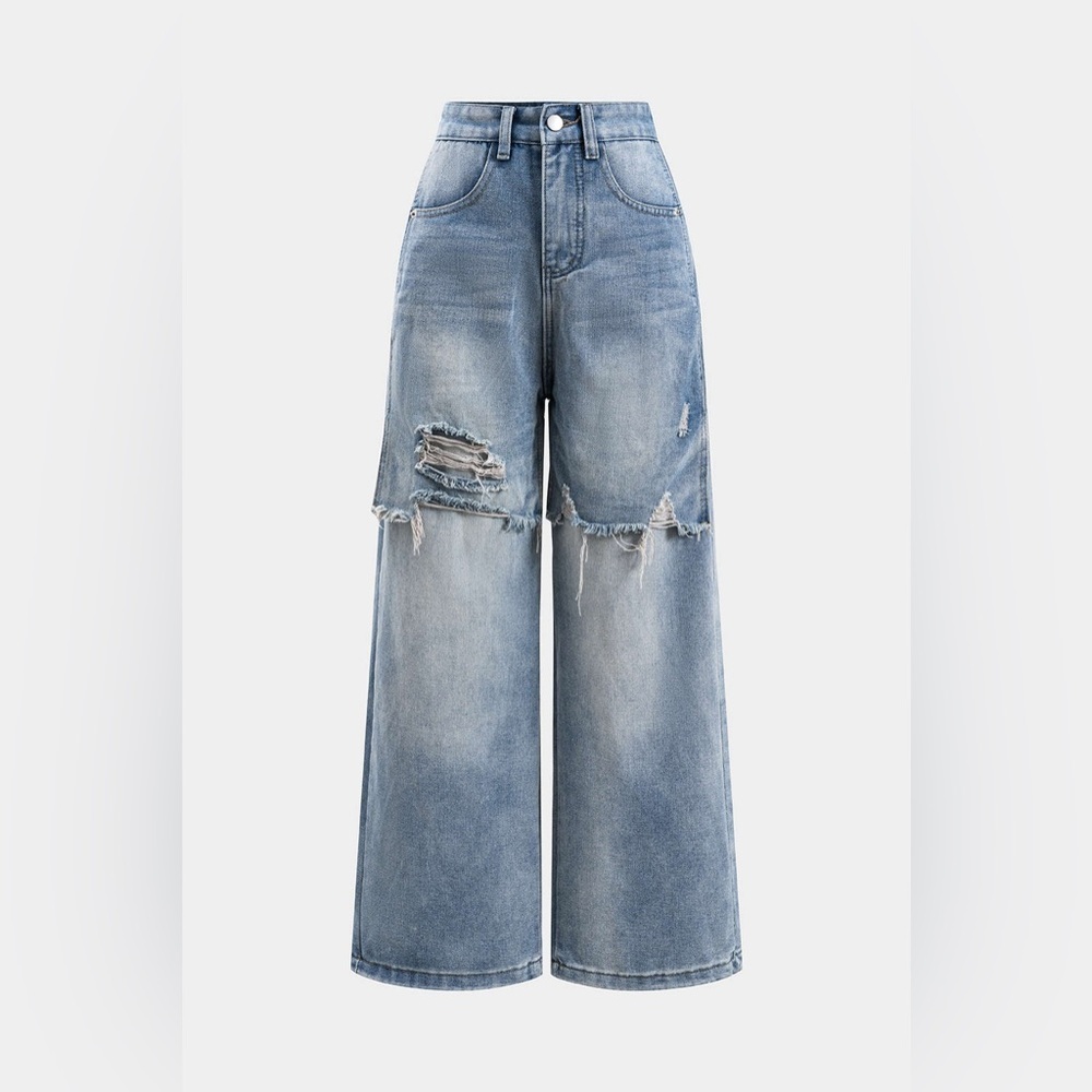 Micas Denim Patchwork Straight Leg Jeans M CC11-11